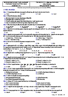 Đề thi học kỳ I môn Hóa học Lớp 10 - Mã đề 132 - Năm học 2019-2020 - Trường THCS - THPT Tây Sơn